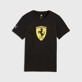 Koszulka dziecięca Scuderia Ferrari F1 x Puma z dużą tarczą – czarna
