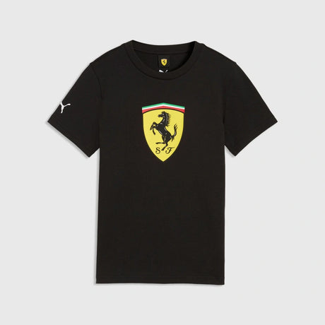 Koszulka dziecięca Scuderia Ferrari F1 x Puma z dużą tarczą – czarna