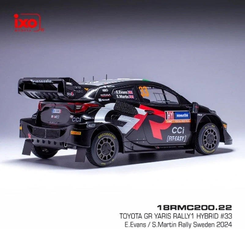 IXO Toyota GR Yaris Rally1 Hybrid #33 Model 1:18 – Rally Sweden 2024, Evans/Martin