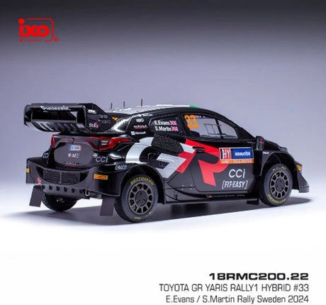 Model IXO Toyota GR Yaris Rally1 Hybrid #33 1:18 – Rally Sweden 2024, Evans/Martin