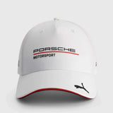 Czapka zespołowa z daszkiem Porsche Motorsport z logo sponsorów biała