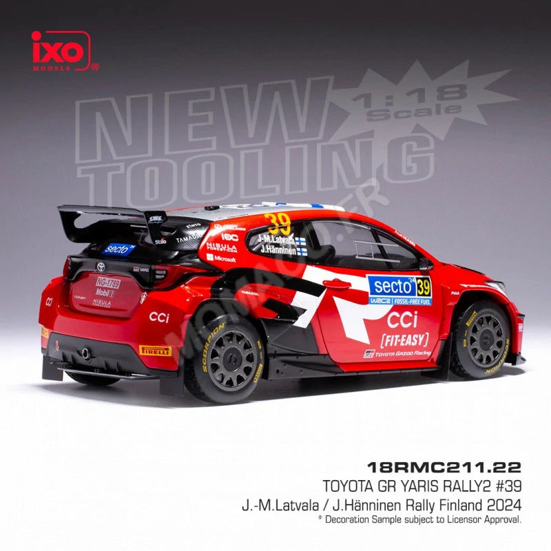 Model Ixo Toyota GR Yaris Rally2 #39 Latvala 1:18 – Rally Finland 2024