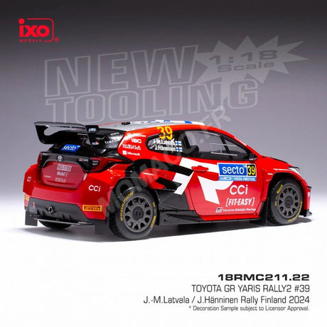 Model Ixo Toyota GR Yaris Rally2 #39 Latvala 1:18 – Rally Finland 2024