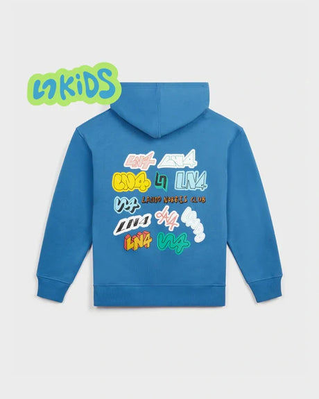 Dziecięca bluza z kapturem Lando Norris LN4 STICKER – niebieska