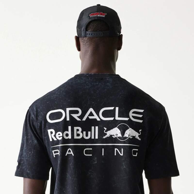 Koszulka casual Oracle Red Bull Racing NE LINEAR czarna - oversize
