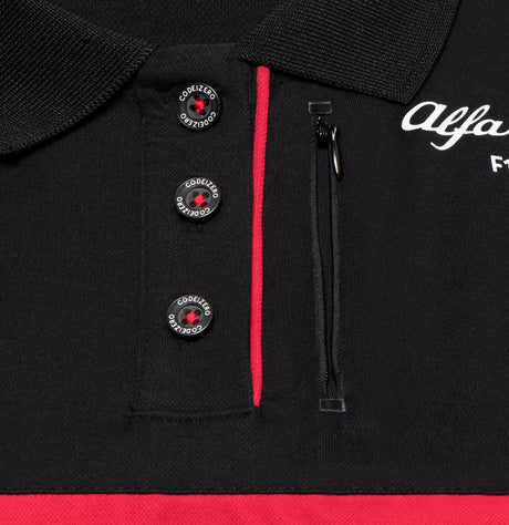 Damska koszulka polo zespołowa Alfa Romeo F1 Team czarna