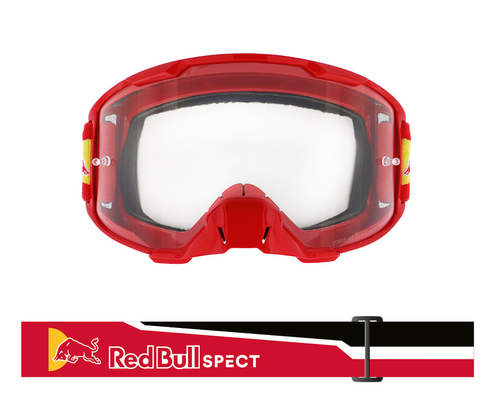 Red Bull Spect STRIVE motocross goggles red with clear lens