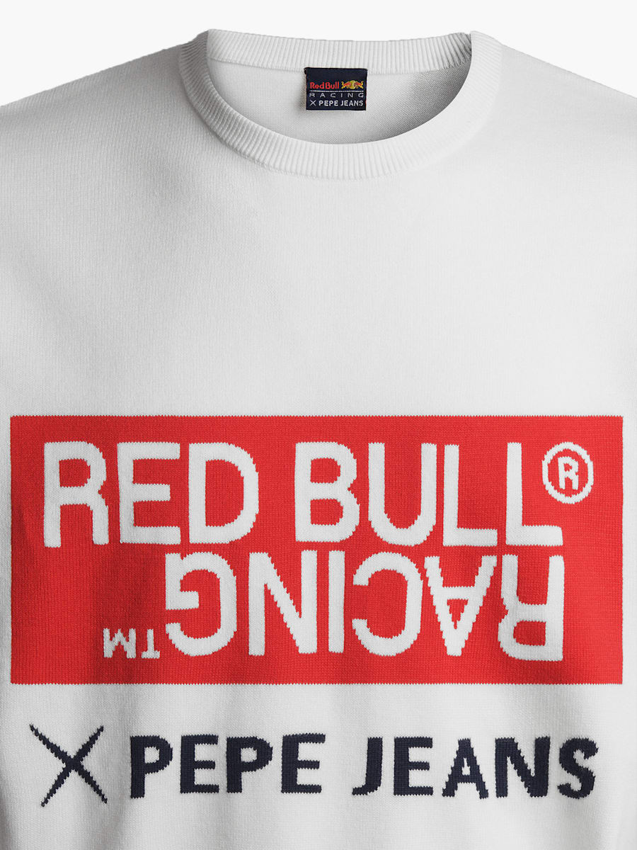 Sweter Pepe Jeans - Red Bull Racing biały z napisem