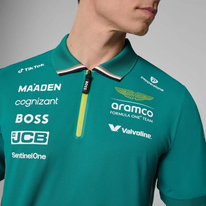 Aston Martin F1 Team team polo shirt with sponsor logos
