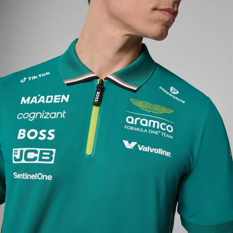 Koszulka polo zespołowa Aston Martin F1 Team z logo sponsorów