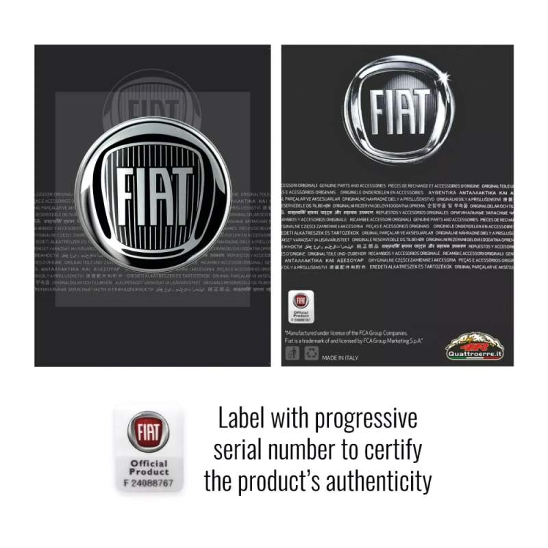 Naklejka 3D z logo Fiat czarna 58 mm