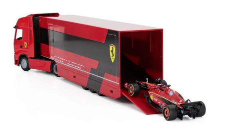 Model Scuderia Ferrari SF-24 Bburago #16 Charles Leclerc 2024 z ciężarówką Iveco