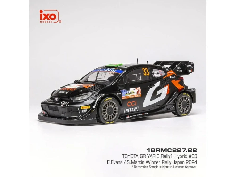 Model Ixo Toyota GR Yaris Rally1 Hybrid #33 Evans 1:18 – Rally Japan 2024