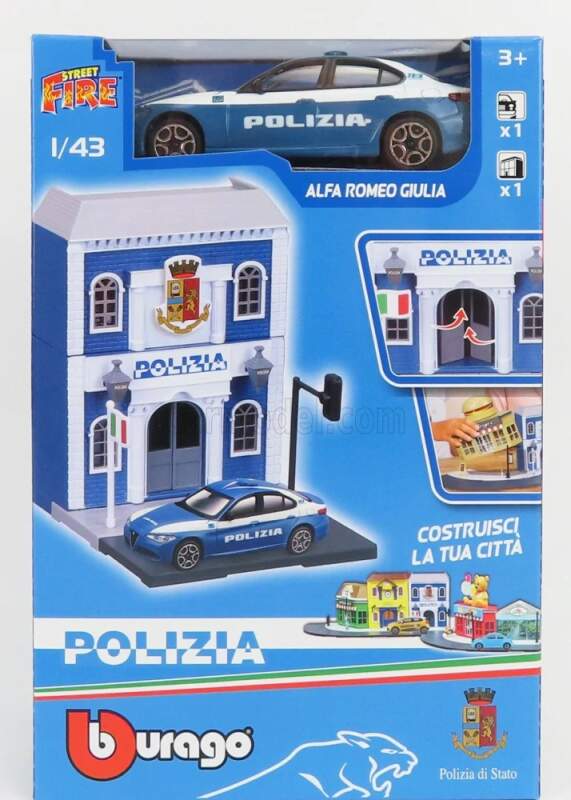 Model Alfa Romeo Giulia Polizia 1:43 + posterunek policji do złożenia
