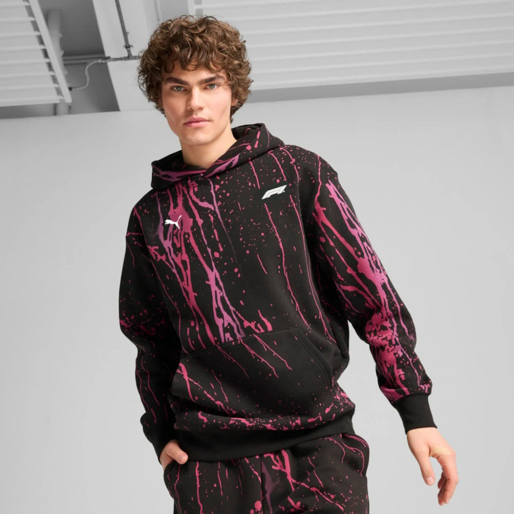 Bluza z kapturem Puma Formuła 1 Splash – czarno-różowa