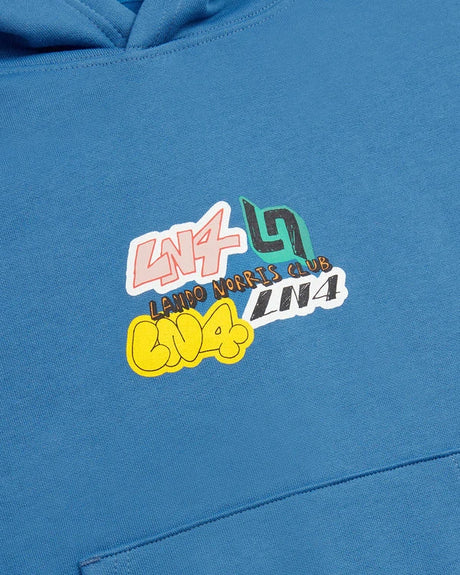 Dziecięca bluza z kapturem Lando Norris LN4 STICKER – niebieska