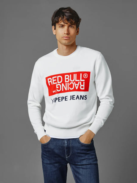 Sweter Pepe Jeans - Red Bull Racing biały z napisem