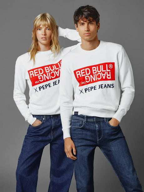 Sweter Pepe Jeans - Red Bull Racing biały z napisem