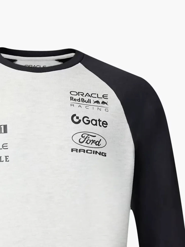 Koszulka zespołowa z długim rękawem Oracle Red Bull Racing Classic z logo sponsorów – szara