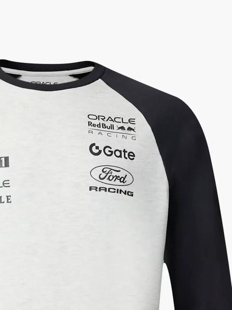Koszulka zespołowa z długim rękawem Oracle Red Bull Racing Classic z logo sponsorów – szara