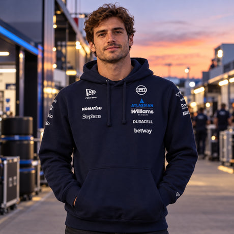 Bluza z kapturem Williams F1 Team z logo sponsorów – edycja zespołowa – zdjęcie poglądowe (AI)